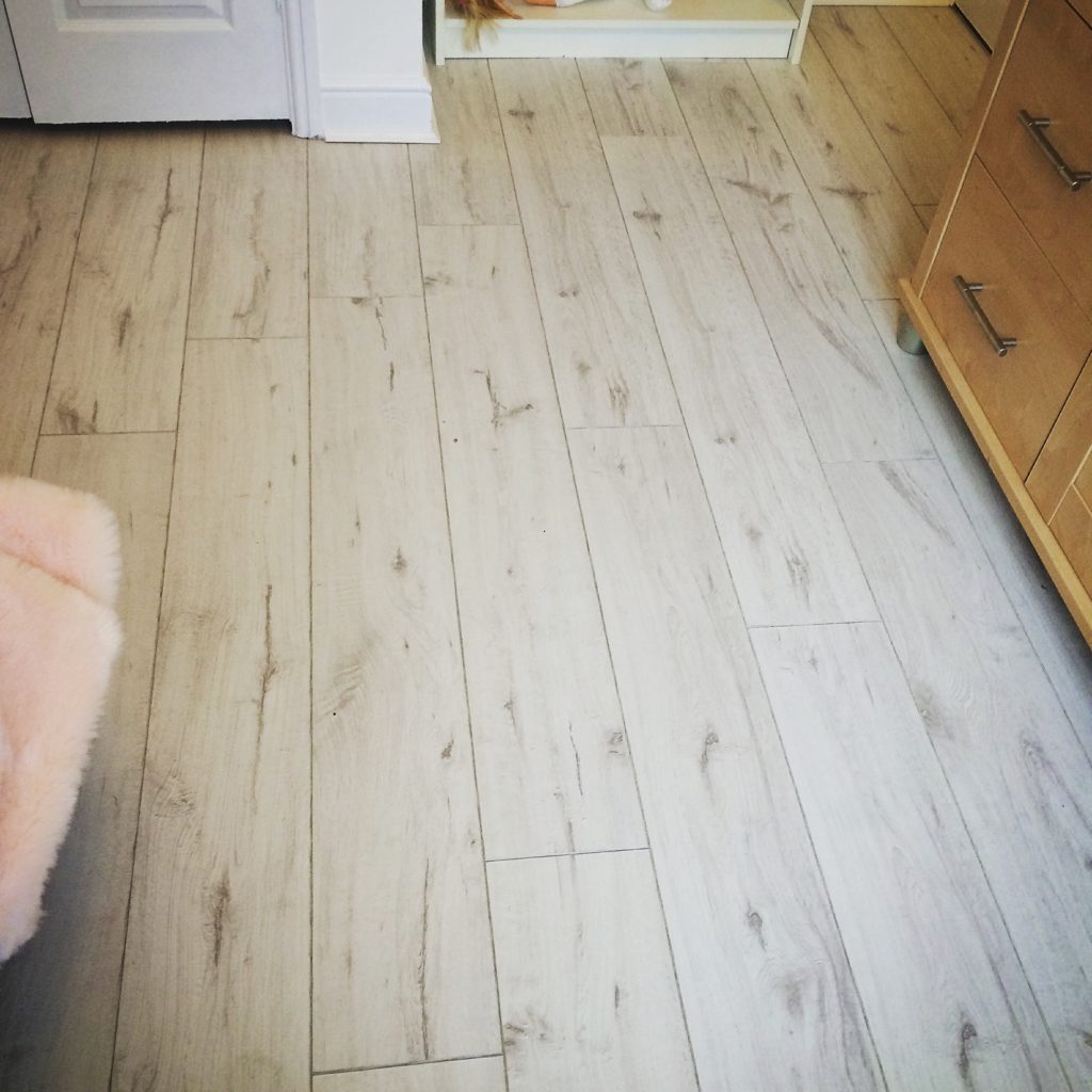 white wood floor