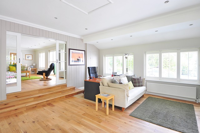 living room with floor vinyl